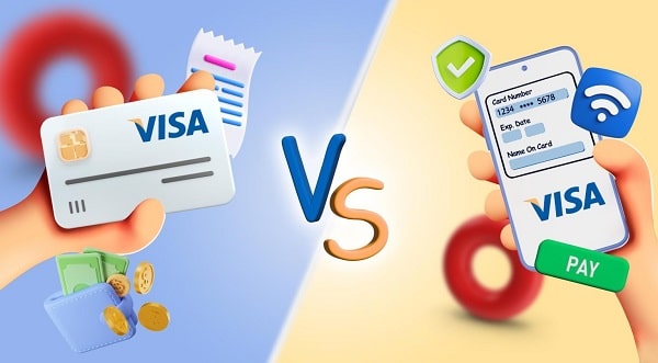 تصویر تفاوت ویزا کارت مجازی و فیزیکی